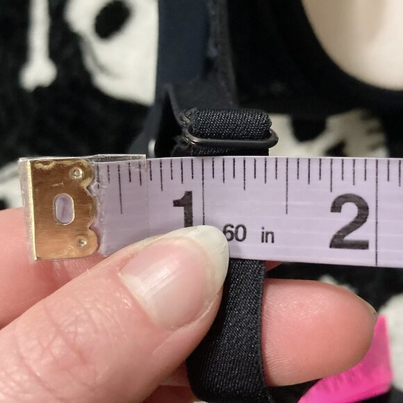 LA SENZA 34DD Black and nude pink floral lace underwire bra w/ clear rhinestones - Picture 10 of 13